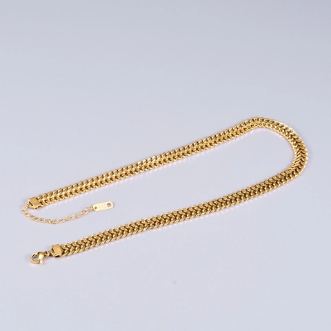 18K Gold Plated 316L Stainless Steel Double Layer Chain Necklace For Women Street Style Minimalist Choker Fashion Jewelry Gift