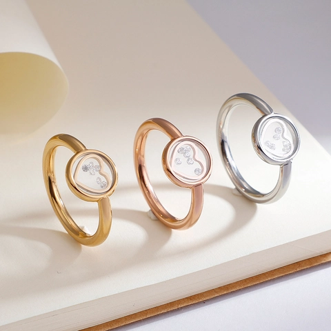 Anello in Acciaio Inossidabile con Cuore e Zirconia Fluttuante per Donna Minimalista Placcato Oro Rosa Argento Gioielli Regalo San Valentino