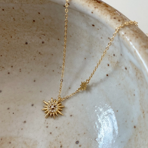 Collana Con Ciondolo A Stella In Argento Sterling 925 Placcato Oro 18K Con Zirconia Piccolo Ciondolo Stella Per Donna