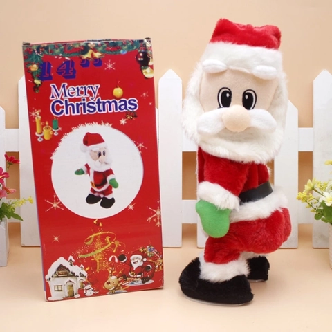 Papá Noel Eléctrico Bailarín Musical Figura De Peluche Agitando La Cadera Adorno De Navidad Decoración De Fiesta Juguete