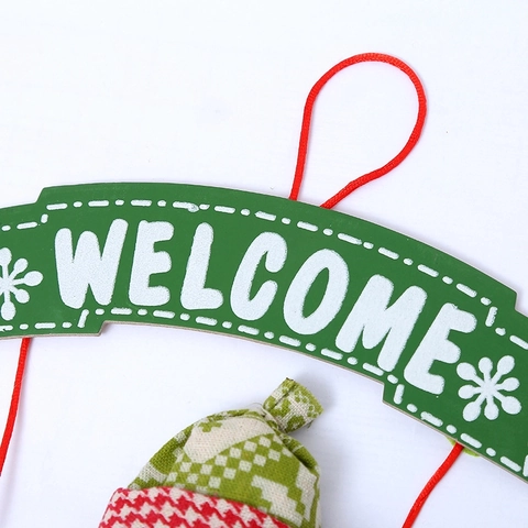 Decoración Colgante Puerta Letrero Bienvenida Navidad Papá Noel Muñeco Nieve Peluche Tela Tejida Ornamento Pared