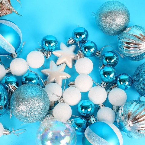 Kerstbal Ornamenten Set Onbreekbaar PS Kunststof Glitter Mat Glanzend Sneeuwvlok Hangende Decoraties Vakantiefeest Decor