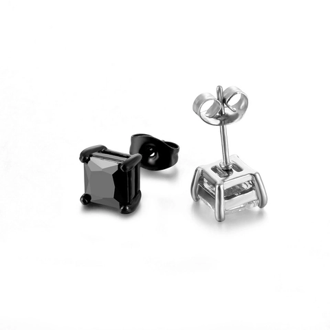 Quadratische Zirkonia Ohrstecker Edelstahl Geometrisch Minimalistisch Unisex Mode Schmuck Zubehör