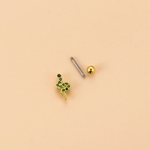 Orecchini a Bottone per Cartilagine Orecchio in Acciaio Inossidabile a Forma di Animale Serpente Geco Con Zirconia Gioielli per Piercing da Donna