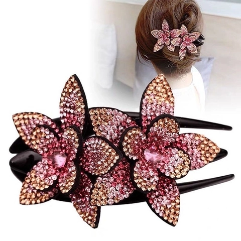 Rhinestone Blume Haarclip Entenschnabel Haarnadel Farbverlauf Elegant Floral Kopfschmuck Harz Accessoire Damen Styling