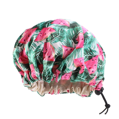 Kids Satin Bonnet Sleep Cap Double Layer Adjustable Elastic Drawstring Hair Wrap Night Hat For Toddlers Cartoon Printed