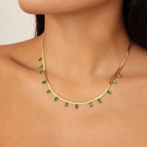 Collana Choker In Acciaio Inossidabile Con Nappe In Zircone Baguette Per Donna Gioielli Geometrici Eleganti Minimalisti