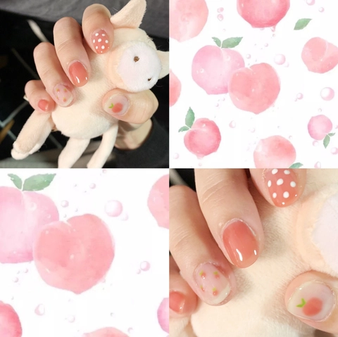 Full Wrap Nagelkunst Aufkleber Pfirsich Herz Punkt Muster Wasserdicht Abziehbar Süß Frisch Maniküre Dekor Für Frauen
