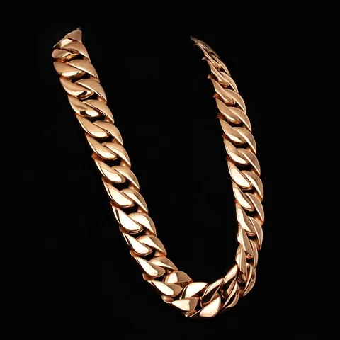 Heren Vergulde Roestvrijstalen Zware Cubaanse Schakelketting Ketting Dikke Hip Hop Punk Stijl Gepolijste Sieraden