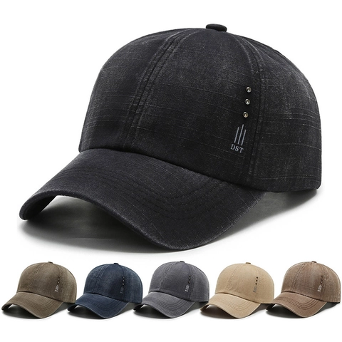 Vintage Gewaschene Reine Baumwolle Baseballkappe Für Herren Damen Distressed Metallnieten Sonnenschutz Verstellbarer Outdoor Hut