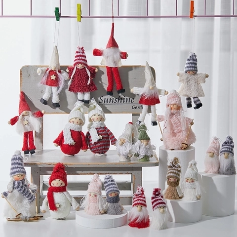 Weihnachtsbaumschmuck Gestrickte Gnom Schneemann Puppen Holz Filz Anhänger Nordische Winter Feiertagsdeko