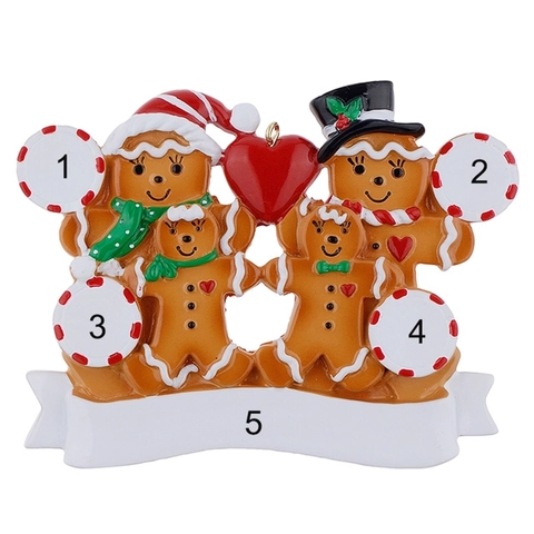 Christmas Tree Hanging Ornaments Resin Family Theme Holiday Decorations Festive Animal Snowman Figures White Ribbon