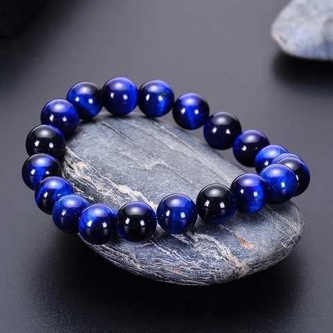 Bracciale In Occhio Di Tigre Naturale Blu Rosso Verde Perle Tonde Elastiche Gioielli Fatti A Mano Unisex