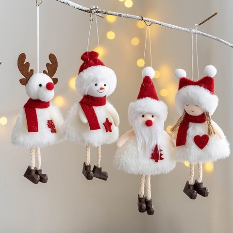 Ornamenti Natalizi Appesi In Peluche Bambole Babbo Natale Pupazzo Di Neve Renna Ragazza Decorazioni Albero Festa Casa