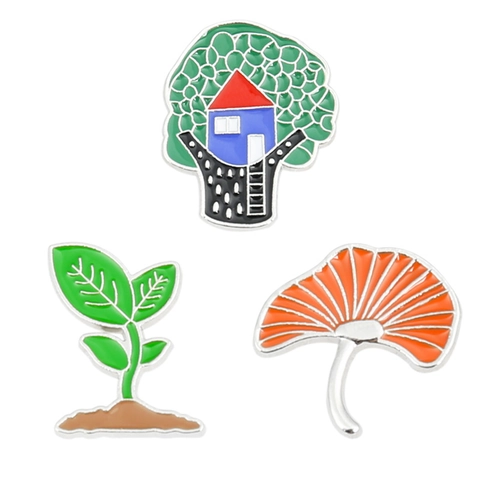 Cartoon Emaille Broches Plantenzaailing Ginkgoblad Boomhut Legering Spelden Mode Sieraden Accessoire