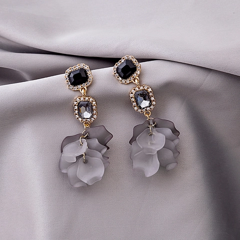 Pendientes Colgantes De Pétalos De Rosa Estilo Palacio Vintage Para Mujer Con Poste De Plata De Ley 925 Aleación Resina Cristal