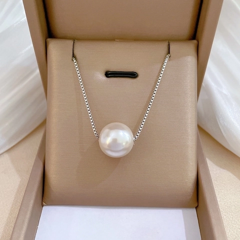Collana Con Ciondolo A Perla Artificial Minimalista In Acciaio Al Titanio Gioielli Semplici Per Donna Stile Elegante