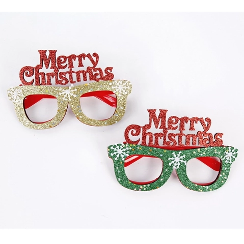 Christmas Party Glasses Glitter Reindeer Antler Snowman Santa Hat Decorative Eyewear Holiday Photo Props Adults Kids