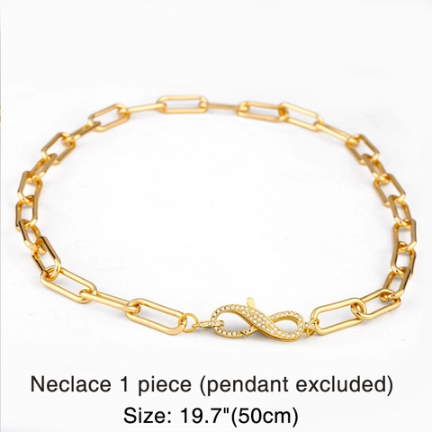 Collier Pendentif Cuivre Plaqué Or 18K Zircon Multicolore Arc-En-Ciel Mauvais Œil Hiphop Chaîne Trombone Bijoux Femme