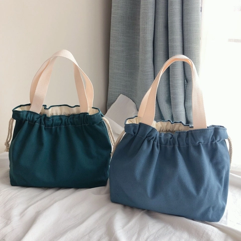 Borsa A Mano In Tela Color Caramello Da Donna Piccola Borsa Tote Stile Giapponese Artistico Casual Portatile In Cotone