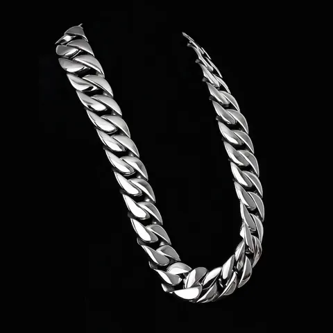 Collar De Cadena Cuban Link Gruesa Acero Inoxidable Resistente Ancho Cierre De Caja Joyería Hip Hop Punk Para Hombre Pulido