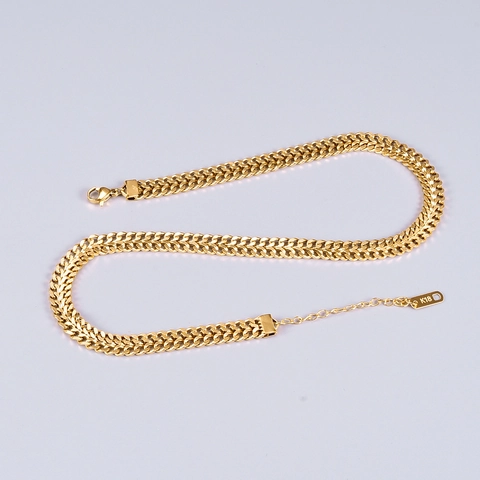 18K Gold Plated 316L Stainless Steel Double Layer Chain Necklace For Women Street Style Minimalist Choker Fashion Jewelry Gift