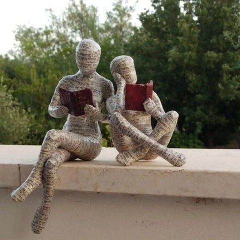 Harz Lesende Frau Statue Zellstoff Stil Abstrakte Figur Für Bücherregal Dekor Moderne Home Office Ornament