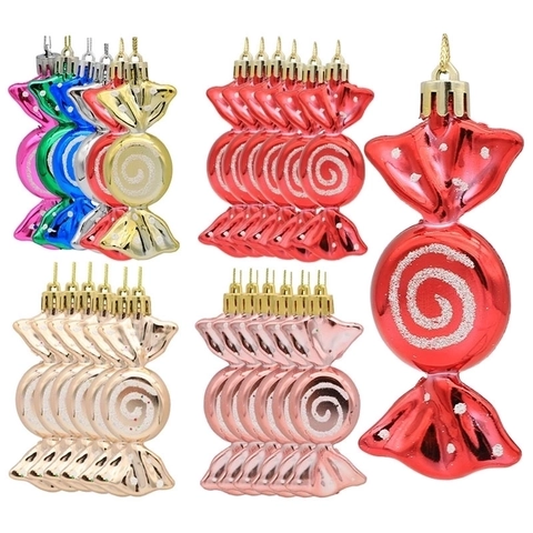 Weihnachtsbaum Süßigkeiten Ornamente Galvanisierter Kunststoff Anhänger Mit Glitzerspirale Festliche Feiertagsdekoration Zum Aufhängen