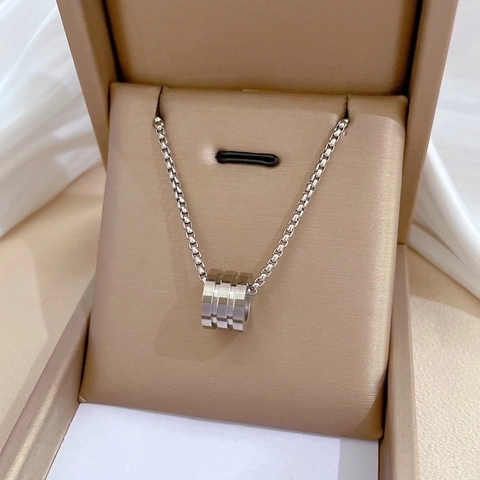 Collana Con Ciondolo A Anelli Cilindrici Minimalista Acciaio Inossidabile Placcato Oro Catena A Scatola Da Donna