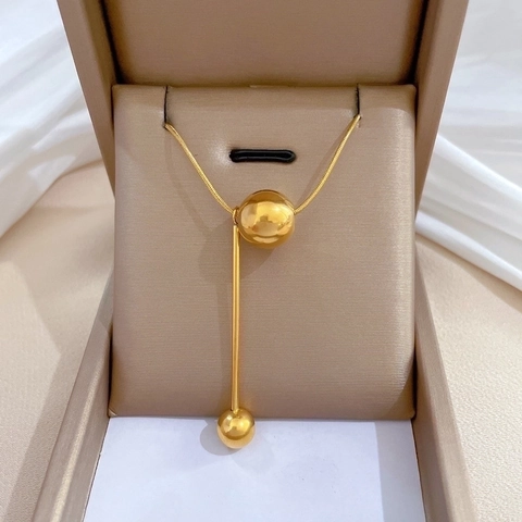 Minimalistische Y-Vormige Bal Hanger Ketting Titanium Staal Sleutelbeen Slangenketting Voor Dames Elegant Juweel