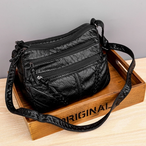 Borsa A Tracolla Da Donna In Morbida Pelle PU Tasche Multiple Con Cerniera Grande Capacità Borsa A Spalla Retrò Semplice Casual Versatile