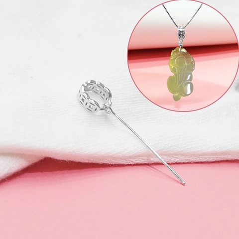 S925 Sterling Silver Pendant Clasp Pinch Bail With Pin Hollow Totem Pattern Design DIY Jewelry Necklace Making Finding