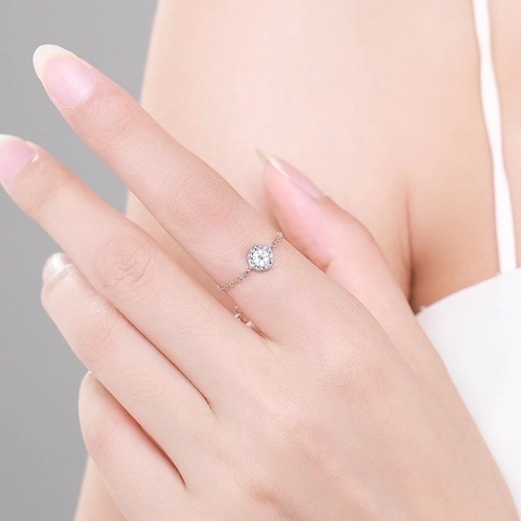 Böser Blick Kettenring 925 Sterlingsilber Verstellbar Blau Weiß Zirkonia Minimalistischer Schmuck Damen