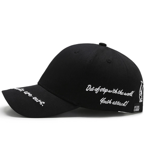 Streetwear Cotton Baseball Cap Embroidered Letters Adjustable Metal Buckle Curved Brim Unisex Casual Sun Hat