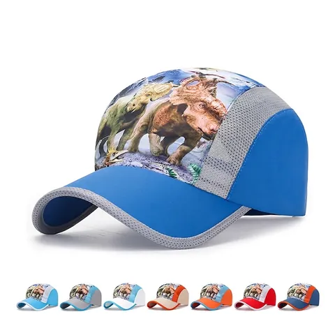 Gorra De Béisbol Para Niños Estampado Dinosaurio Transpirable Secado Rápido Malla Sombrero Sol Ajustable