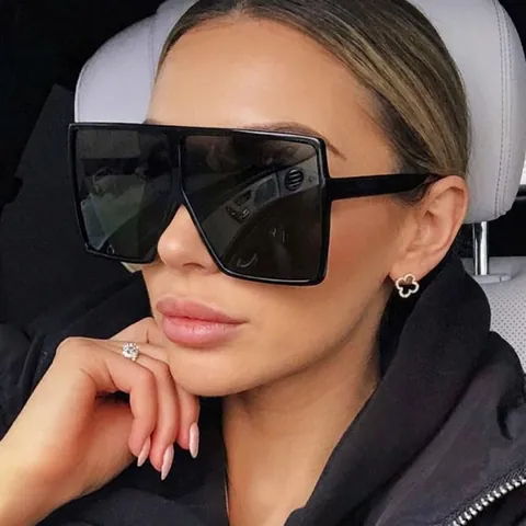 Oversized Square Sunglasses For Women Men Retro PC Frame AC Lens Metal Hinges UV400 Protection Fashion Travel Eyewear
