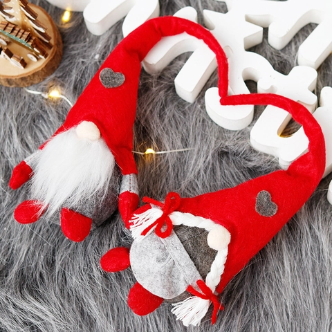 Bambola Di Peluche Gnomo Di Natale Nordico Senza Volto Cappello Cuore Tessuto Non Tessuto Decorazione Da Tavolo Festiva