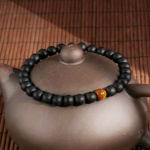 Tiger Eye Stone Beaded Bracelet Matte Agate Natural Gemstone Retro Vintage Healing Stretch Bracelet For Men Women