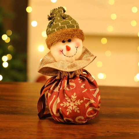Weihnachtsbeutel Mit Kordelzug Aus Sackleinen Plüsch Cartoon Weihnachtsmann Schneemann Apfel Süßigkeiten Urlaub Deko