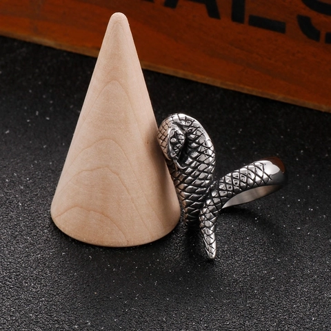 Kobra Schlange Ring Für Herren Retro Punk Gothic 316L Edelstahl Tier Finger Schmuck Vintage Biker Accessoire