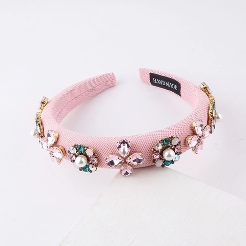 Cerchietto Imbottito Barocco Per Donna Fatto A Mano Lusso Strass Perla Artificial Floreale Fascia Capelli Accessori Moda Vintage