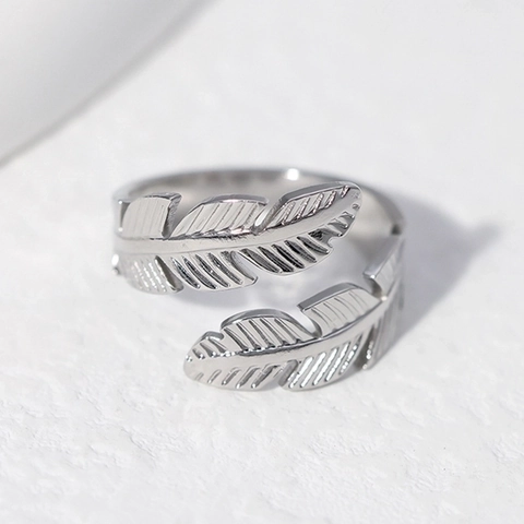 Minimalistisch Edelstahl Feder Verstellbar Offener Ring Für Damen Personalisiert Gold Silber Überzogen Finger Schmuck Geschenk