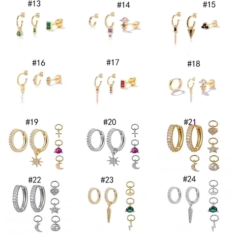 Bohemian Gold Silver Plated Copper Earrings For Women Rhinestone Star Moon Heart Snake Geometric Stud Hoop Earring Ear Cuff Jewelry
