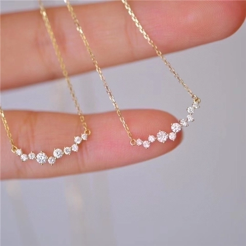 Minimalist 925 Sterling Silver Smile Pendant Necklace For Women Elegant Gold Silver Plated Rhinestone Clavicle Chain Jewelry