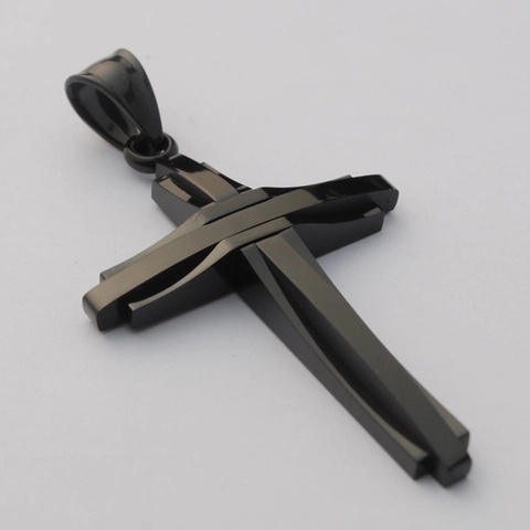 Jesus Cross Pendant Necklace Stainless Steel Titanium Multiple Layers Hip Hop Punk Gothic Jewelry For Men Women Unisex
