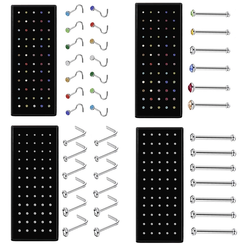 316L Stainless Steel Nose Studs Rhinestone Piercing Jewelry L Shaped Bone Stud Hook Hypoallergenic Body Jewelry