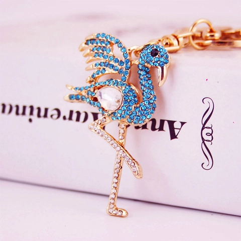 Flamingo Keychain Rhinestone Crystal Zinc Alloy Metal Bag Pendant Charm Accessory Gift For Women Girls