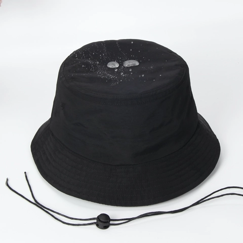 Waterproof Bucket Hat Taslan Nylon Windproof Adjustable Strap Sun Protection Outdoor Summer Unisex Plain Color