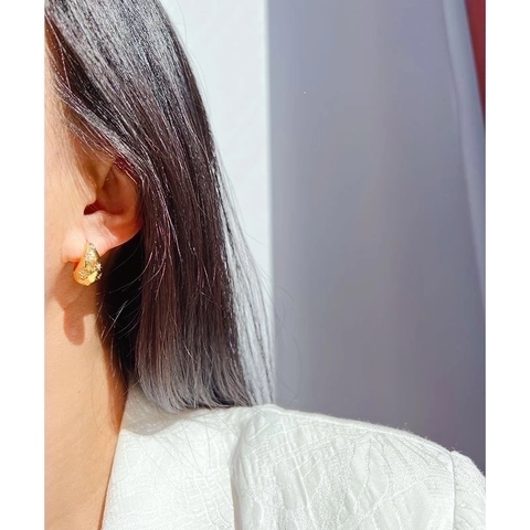 Chunky Wassertropfen Creolen Mit Sternenschliff Zirkonia Kupfer Vergoldet Schmuck Für Frauen Schicke Mode