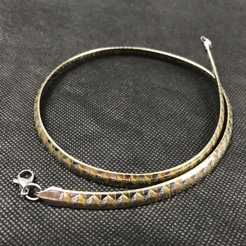 Minimalist Stainless Steel Omega Chain Choker Necklace Geometric Wave Texture Two Tone Fashion Jewelry For Women